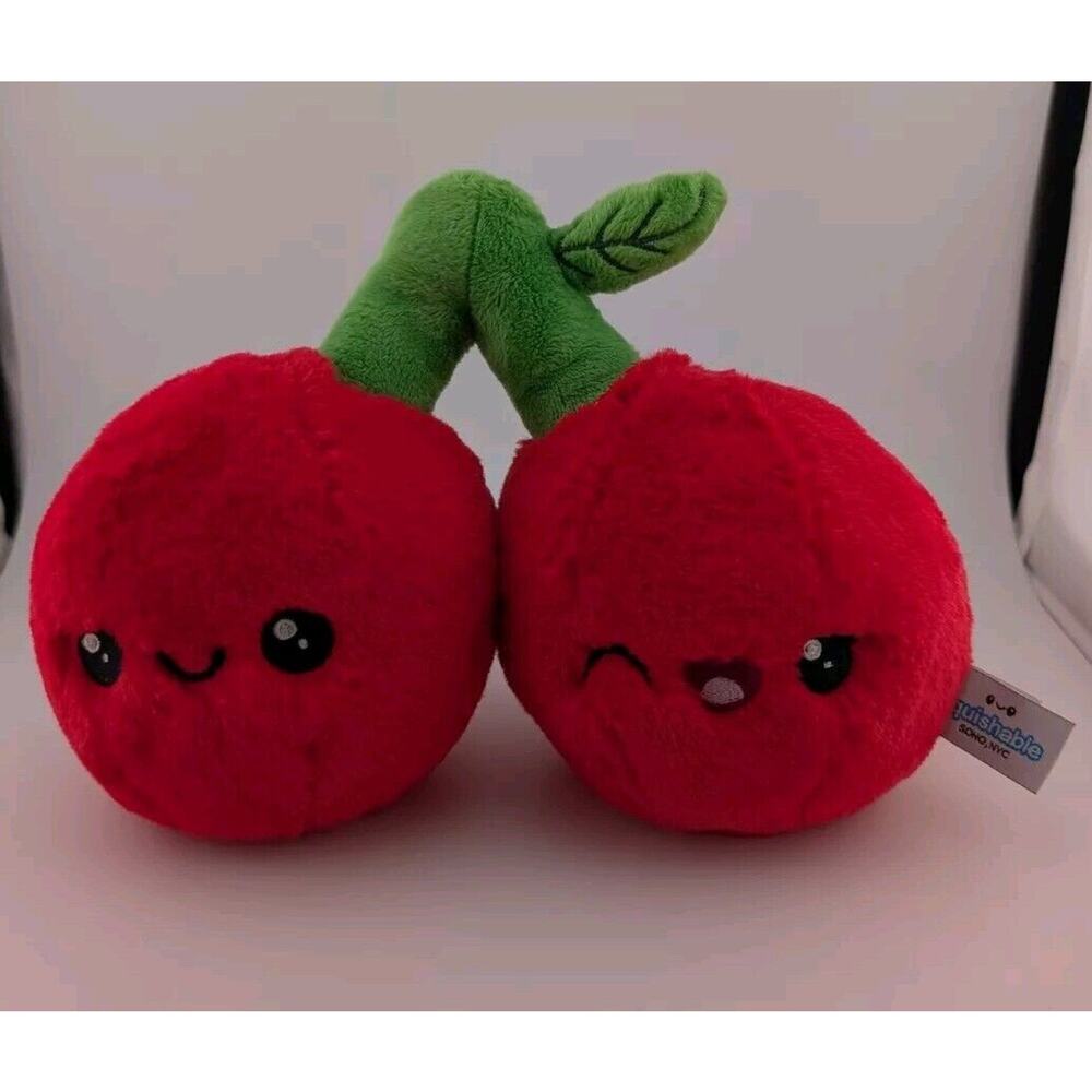 Squishable Cherry Plush Stuffed Animal Soho NYC 8" Red Green Kawaii Faces